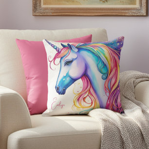 Cute Unicorn Nursery Pillow with Name for Nursery