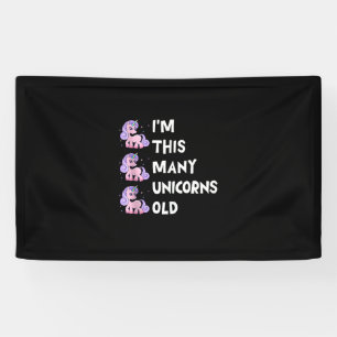 Cute Unicorn Old 3 Three Years Old Birthday x Kids Banner