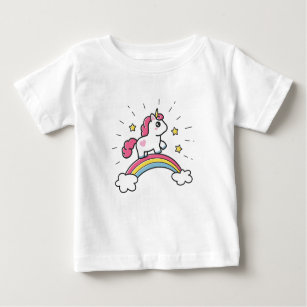 Cute Unicorn On A Rainbow Design Baby T-Shirt