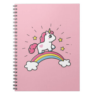 Cute Unicorn On A Rainbow Design Notebook