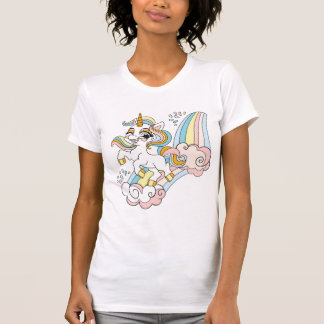 Cute unicorn on a rainbow T-Shirt