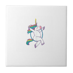 Cute Unicorn on an Aerial Hoop - Magical Illustrat Ceramic Tile