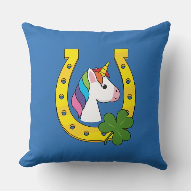Cute Unicorn on St Patrick's Day Cushion (Front)