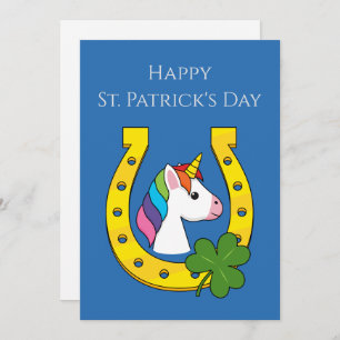 Cute Unicorn on St Patrick's Day   Personalise Holiday Card