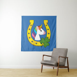 Cute Unicorn on St Patrick's Day Tapestry