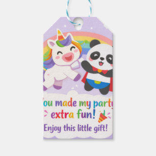 Cute Unicorn & Panda Thank You Gift Tag