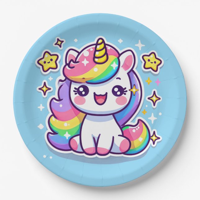 Cute Unicorn Paper Plate (Front)