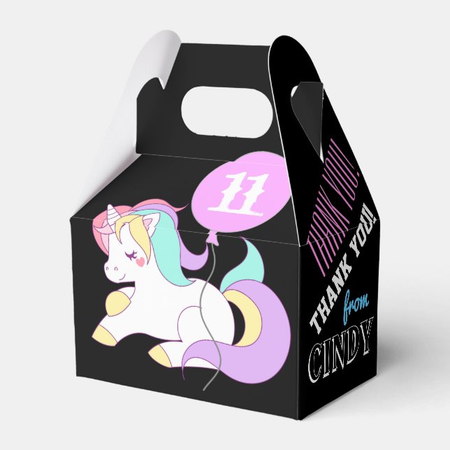 Cute Unicorn Party Favour Box Personalised (Back Side)