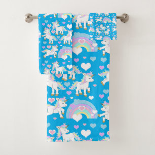 Cute Unicorn Pattern Bath Towel Set