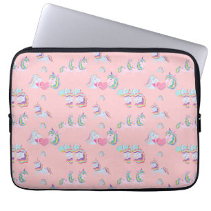cute Unicorn pattern design for kids - pink Laptop Sleeve