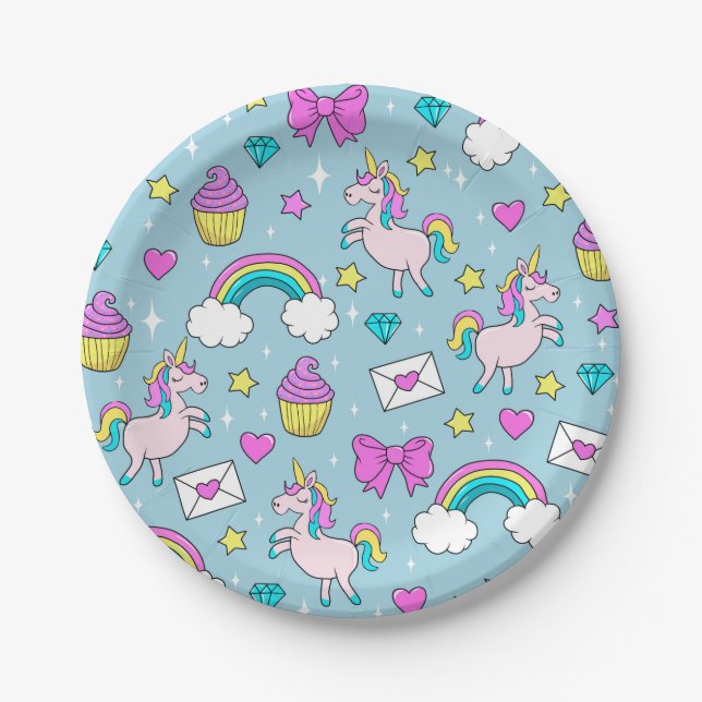 Cute Unicorn Pattern Paper Plate (Front)