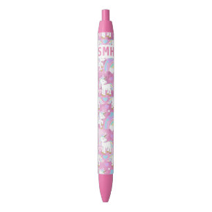 Cute Unicorn Pattern - Personalize Black Ink Pen