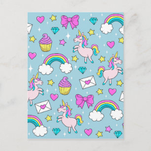 Cute Unicorn Pattern Postcard