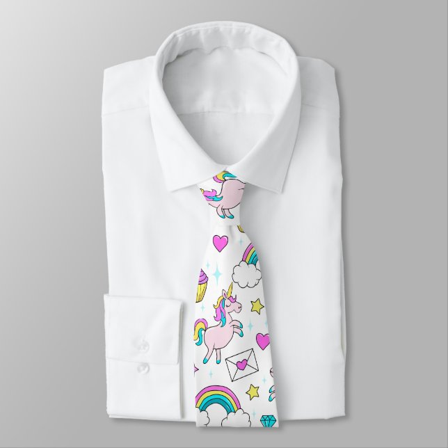 Cute Unicorn Pattern Tie (Tied)