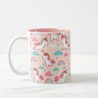 Cute Unicorn Patterns Two-Tone Coffee Mug