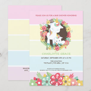 Cute Unicorn Personalised Baby Shower Invitation