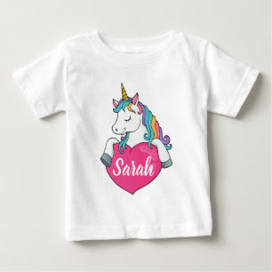 Cute Unicorn Personalised Name  Baby T-Shirt
