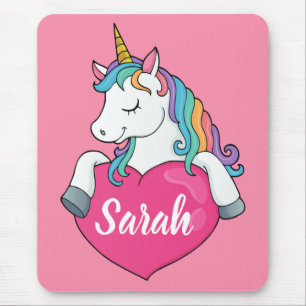 Cute Unicorn Personalised Name Mouse Pad