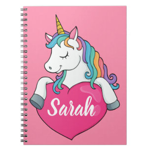 Cute Unicorn Personalised Name  Notebook