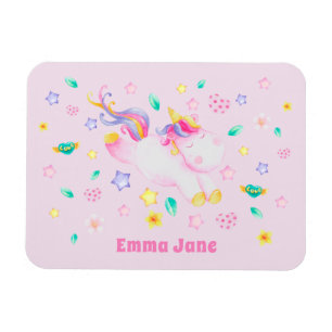 Cute Unicorn - Personalised Pink Kids Magnet