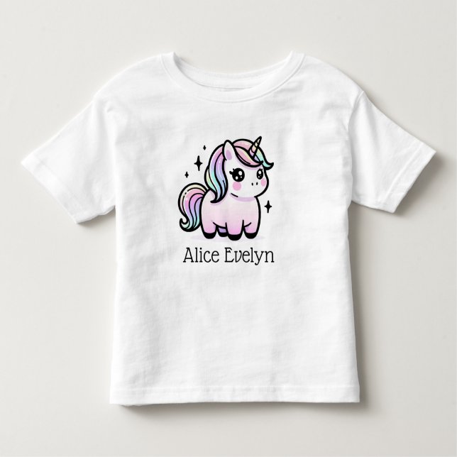 Cute Unicorn Personalised Toddler T-Shirt (Front)
