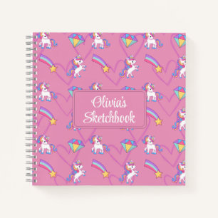 Cute Unicorn Personalized Girl Sketchbook Notebook