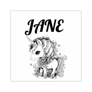 CUTE UNICORN PERSONALIZED NAME RUBBER STAMPS