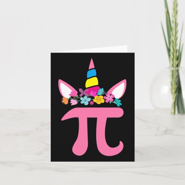 Cute Unicorn Pi Math Pun Pi Day Math Science Cute  Card (Front)