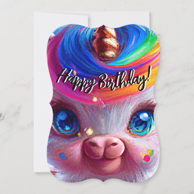 Cute Unicorn Piggy!      Happy Birthday  (Front)