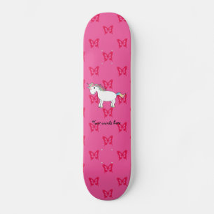 Cute unicorn pink butterflies skateboard