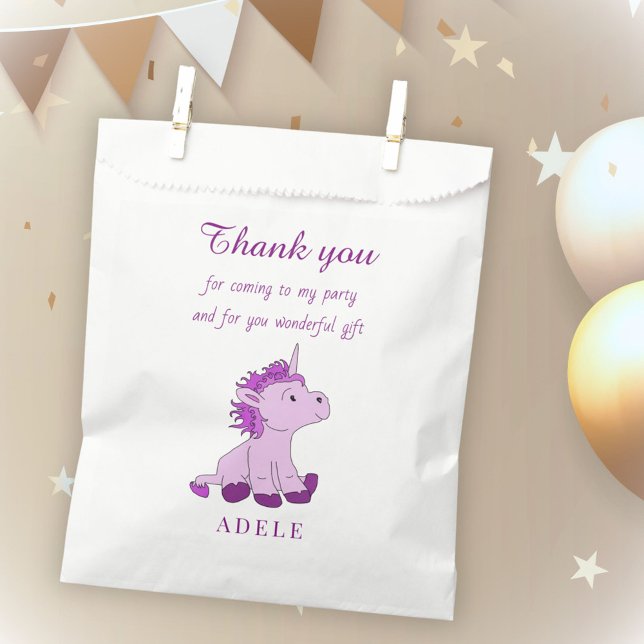 Cute Unicorn Pink Girl Birthday Thank you Favour Bag (Creator Uploaded)