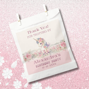 Cute Unicorn Pink Girl's Birthday Thank You Favour Bag