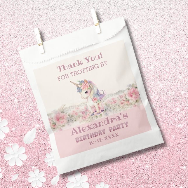 Cute Unicorn Pink Girl's Birthday Thank You Favour Bag (Creator Uploaded)