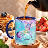 Cute unicorn pink Glitter rainbow aqua monogram