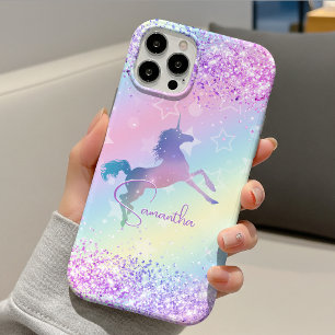 Cute unicorn pink Glitter rainbow art monogram Not iPhone 11 Pro Case