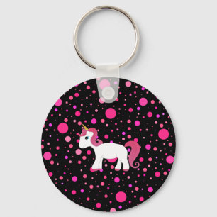 Cute unicorn pink polka dots key ring