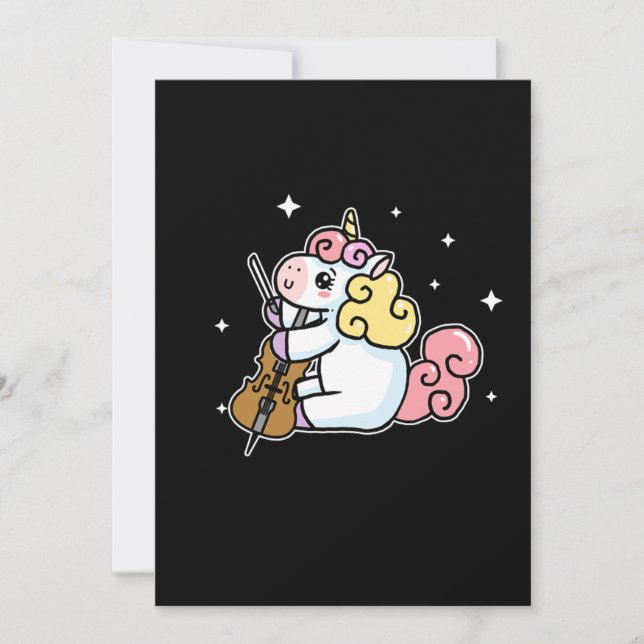 Cute Unicorn Playing Cello Cello Lover Gift Invitation (Front)