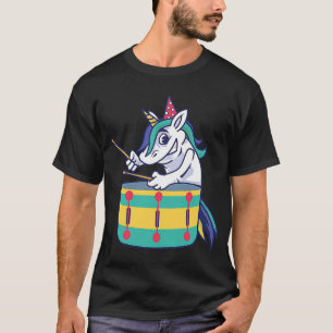 Cute Unicorn Playing Snare Percussion Snare Drumme T-Shirt