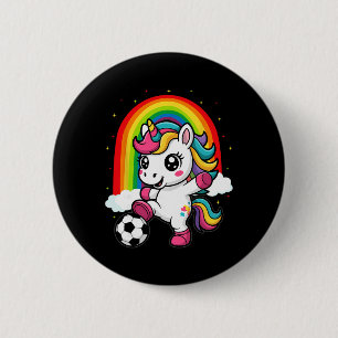 Cute Unicorn Playing Soccer _1 6 Cm Round Badge