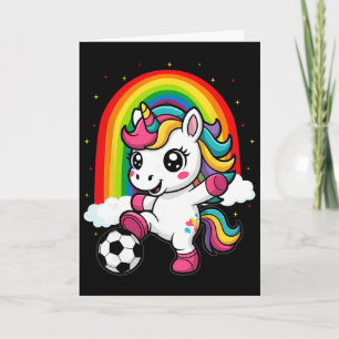 Cute Unicorn Playing Soccer _1 Card