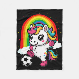 Cute Unicorn Playing Soccer _1 Fleece Blanket
