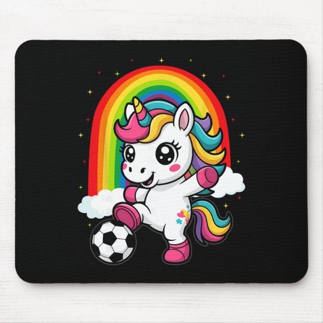 Cute Unicorn Playing Soccer _1  Mouse Pad (Front)
