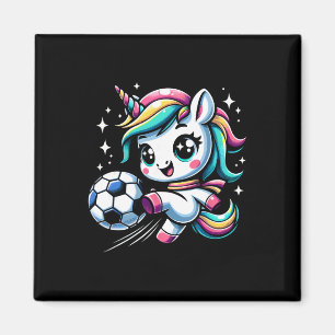 Cute Unicorn Playing Soccer  Magnet