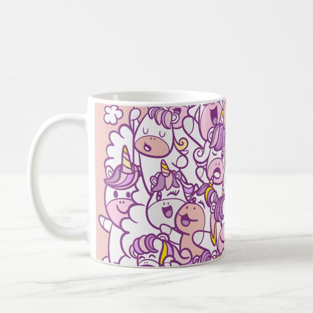 Cute Unicorn Pony: Magic Doodle Collection Coffee Mug (Left)