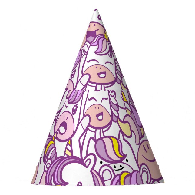 Cute Unicorn Pony: Magic Doodle Collection Party Hat (Front)
