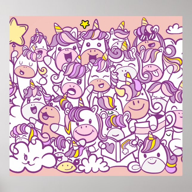 Cute Unicorn Pony: Magic Doodle Collection Poster (Front)