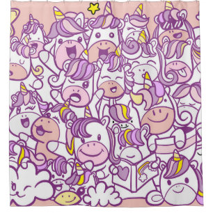 Cute Unicorn Pony: Magic Doodle Collection Shower Curtain