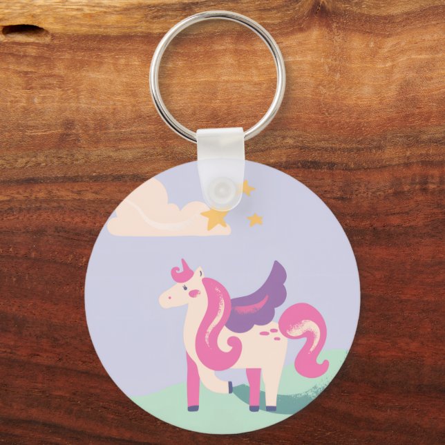 Cute Unicorn & Positive Vibes Only Keychain (Front)
