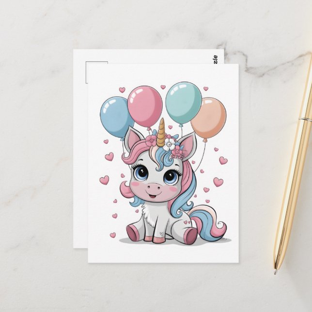 Cute unicorn postcard (Front/Back In Situ)