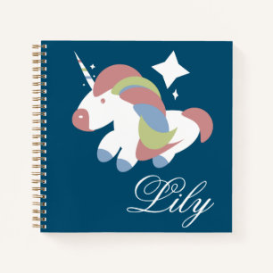 Cute Unicorn Prancing Sparkle Burst Design Notebook